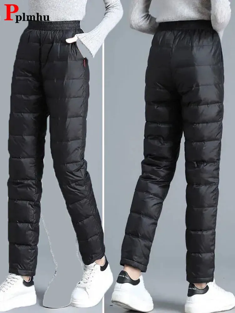 Pantalons pour femmes pantalons de survêtement amples décontractés surdimensionnés 85kg élastique taille haute coton 2023 maman chaud épaissir hiver vêtements de neige Pantalons 2312012