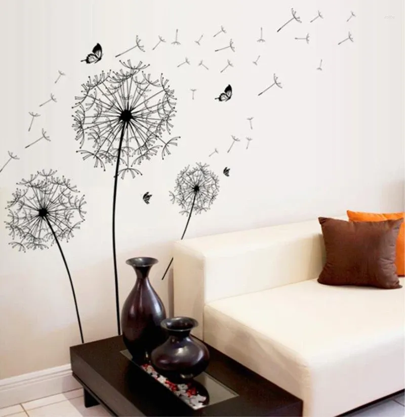 Wall Stickers MAMALOOK Black Sticker Dandelion Cover Decals Home Deor Removable For Kids Room Living Decorations