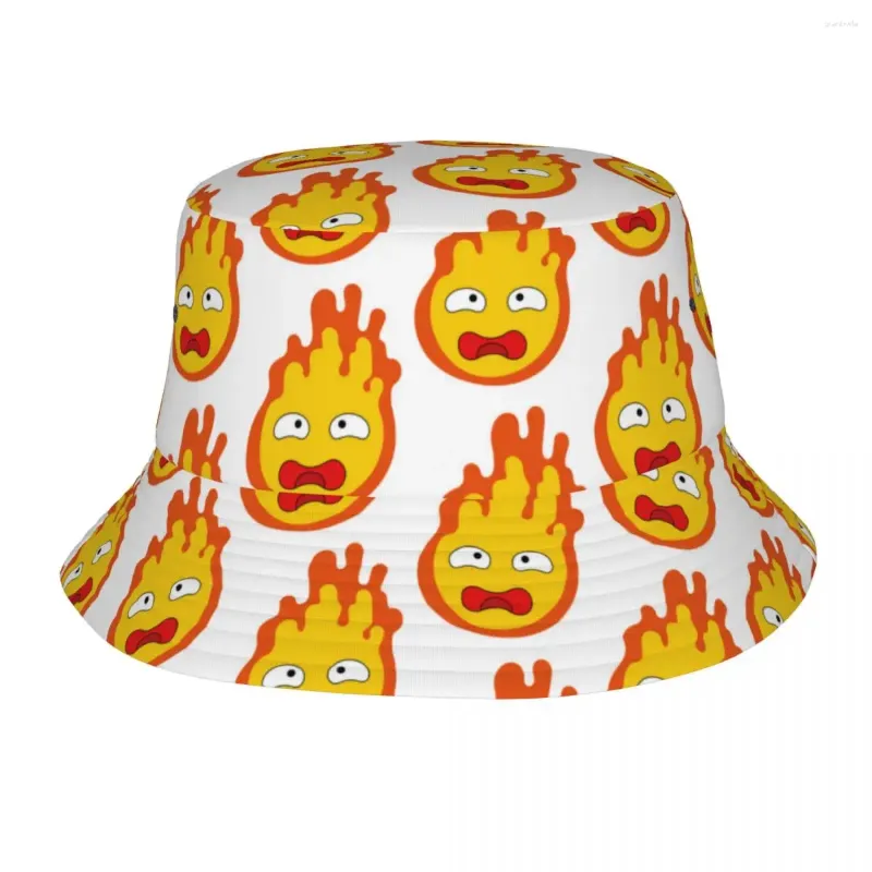 BERETS SOMMER Strand Vacation Getaway Headwear Howls Moving Castle Calcifer Bucket Hat Sun Anime Ispoti Fishing Fisherman Caps