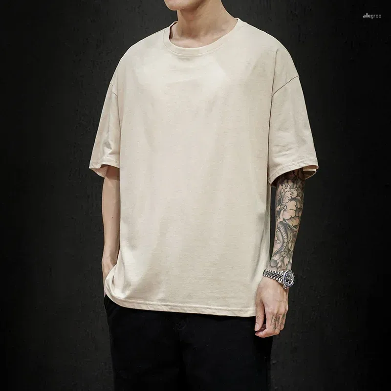 Męskie garnitury B2630 Summer T Shirt 2023 Solid Mens Oversize Hip Hop krótki rękaw Casual Cotton Streetwear