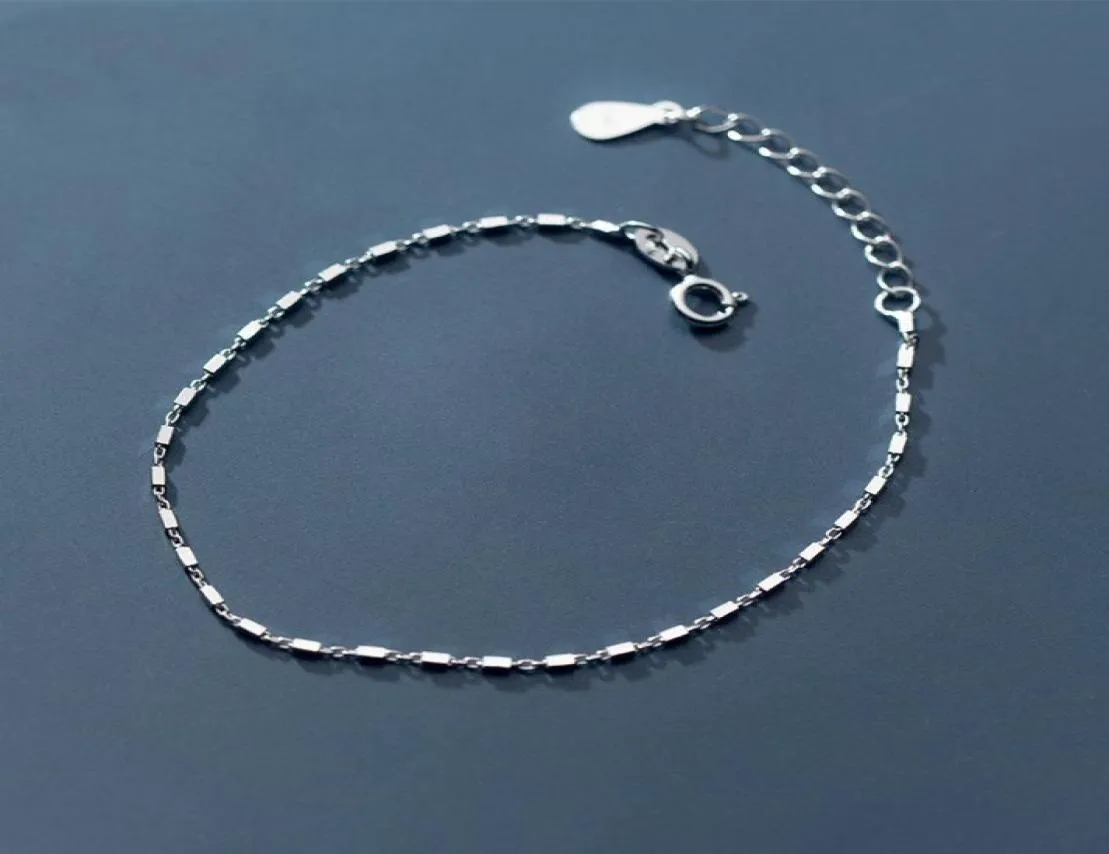 Beau bracelet de chaîne de liaison en argent sterling véritable cadeau de bijoux blanc rhodium blanc bracelets s925 tampon