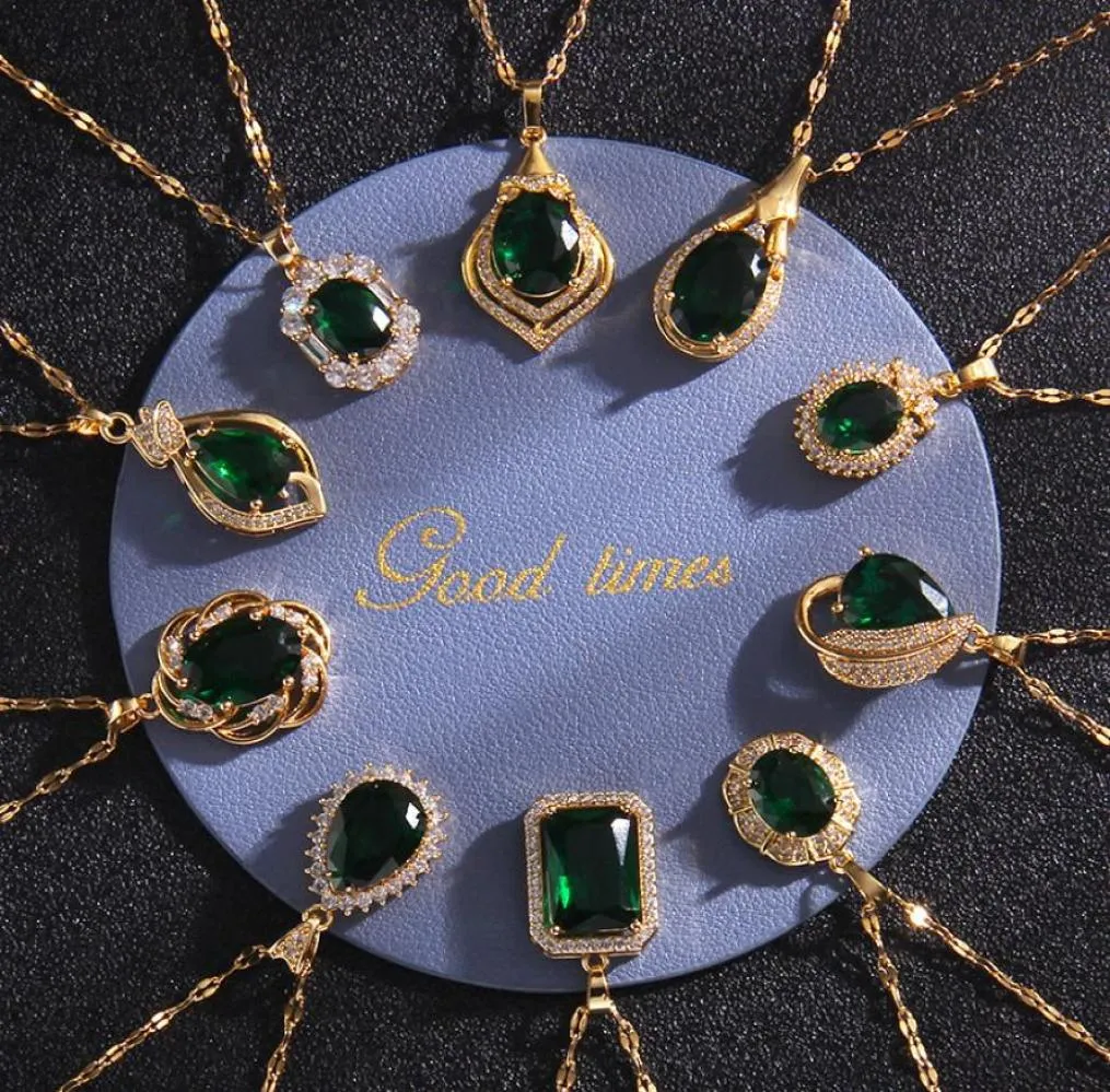 Colares de pingente de luxo colar designers jóias esmeralda imitação mulheres moda titânio aço banhado a ouro nunca desbota não alle4921993