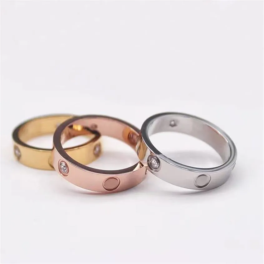 love band ring titanium steel silver rose gold luxury jewelry for lovers couple rings wedding engagement gift size 5-11 4mm 5mm 6m303N