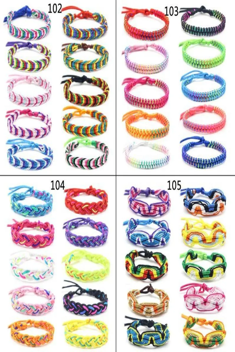Bracelets d'amitié tissés au népal colorés, faits à la main, avec fermeture à nœud coulissant, unisexe, mélange de couleurs réglables, aléatoire, 10 pièces, 7392576