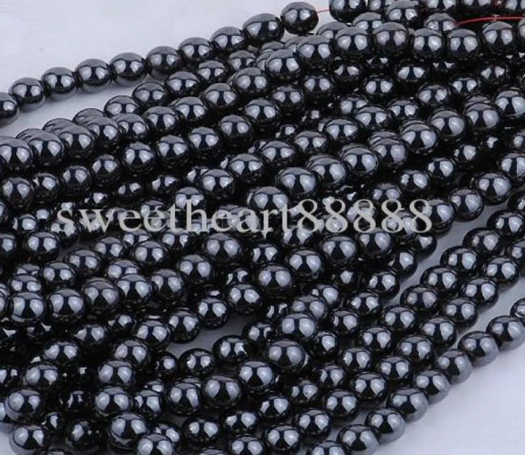 MIC New 8mm 200pc Black Natural Jet Hematite Gemstone Round Ball Loose Finding Beads Jewelry DIY3687956