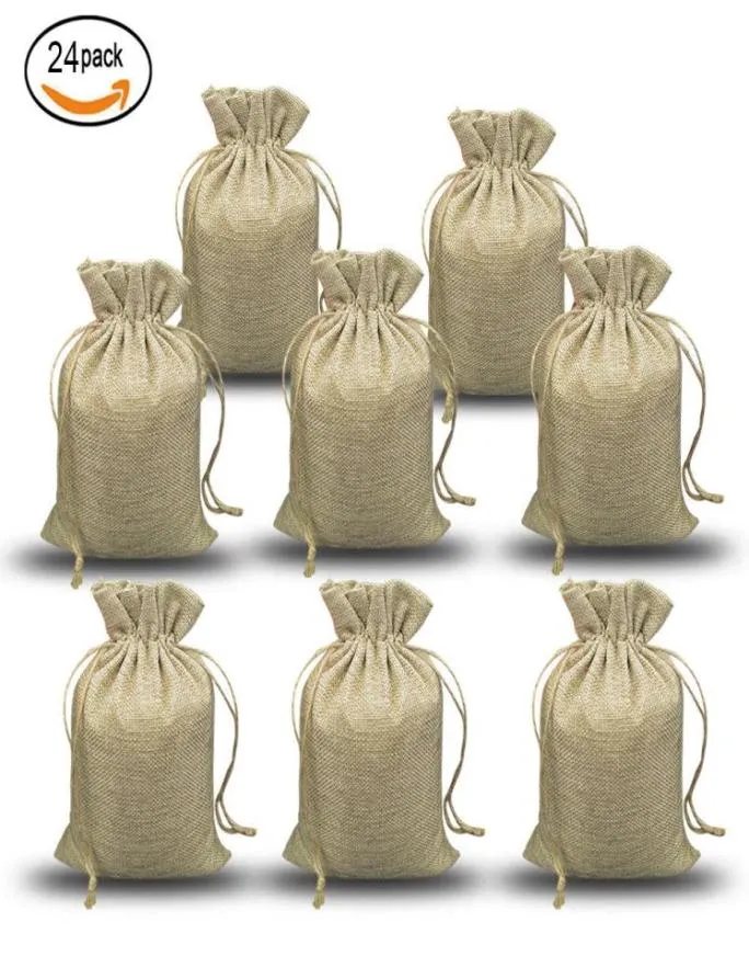 Natuurlijke jute tassen snoepjes cadeauzakken trouwfeest voorkeur pouch jute hessian drawstring zak kleine bruiloft gunst cadeau6827453