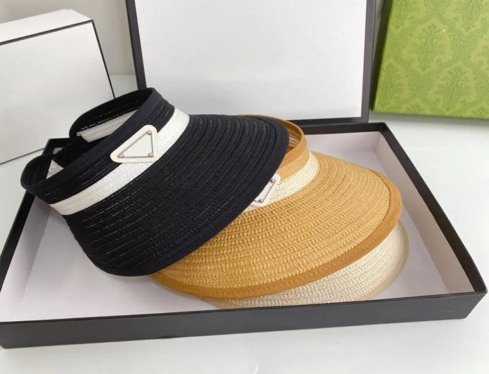 Moda Słomka Sunhat luksusowy projektant Visor Men Men Kobiety czapki czapki wiadra hat Wysoka jakość szerokiej czapki letnia kurort Classic4793618