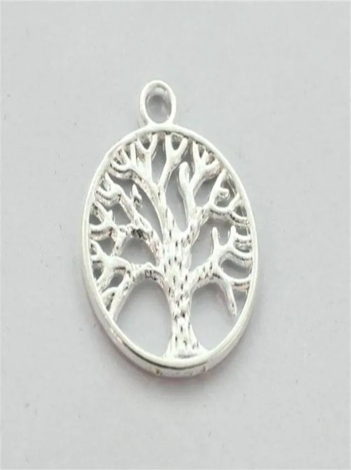 100st Silver Plated Life of Tree Round Charm Pendents A12816SP202C256O3455251