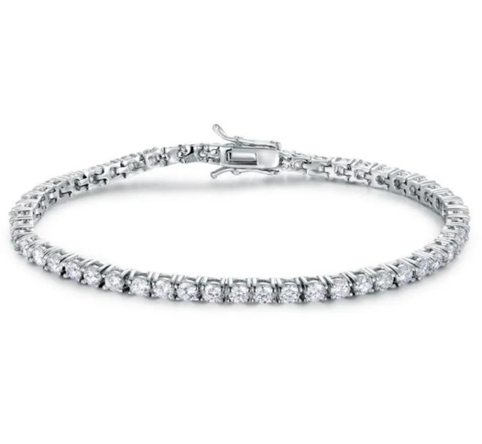 Kvalitet 4A Hela 3mm4mm CZ -tennisarmband i riktigt solid 925 Sterling Silver klassiska smycken 2pcslot3552839