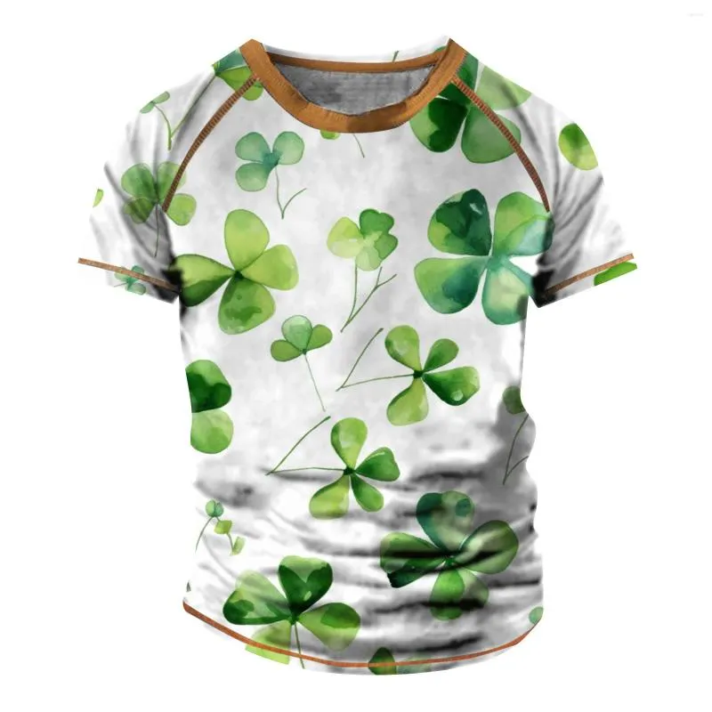 Herren-T-Shirts, modisches Kleeblatt, amerikanische Flagge, St. Patricks Day, T-Shirt aus Baumwolle, O-Ausschnitt, Sommer, kurze Ärmel, lässig, Herrengröße S-3XL