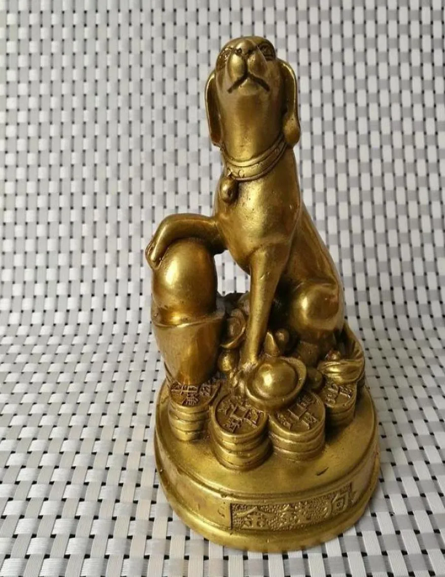 Cão de cobre puro bronze feng shui decoração dinheiro lingote cão fortuna em feng shui wang cai artesanato bronze8794383