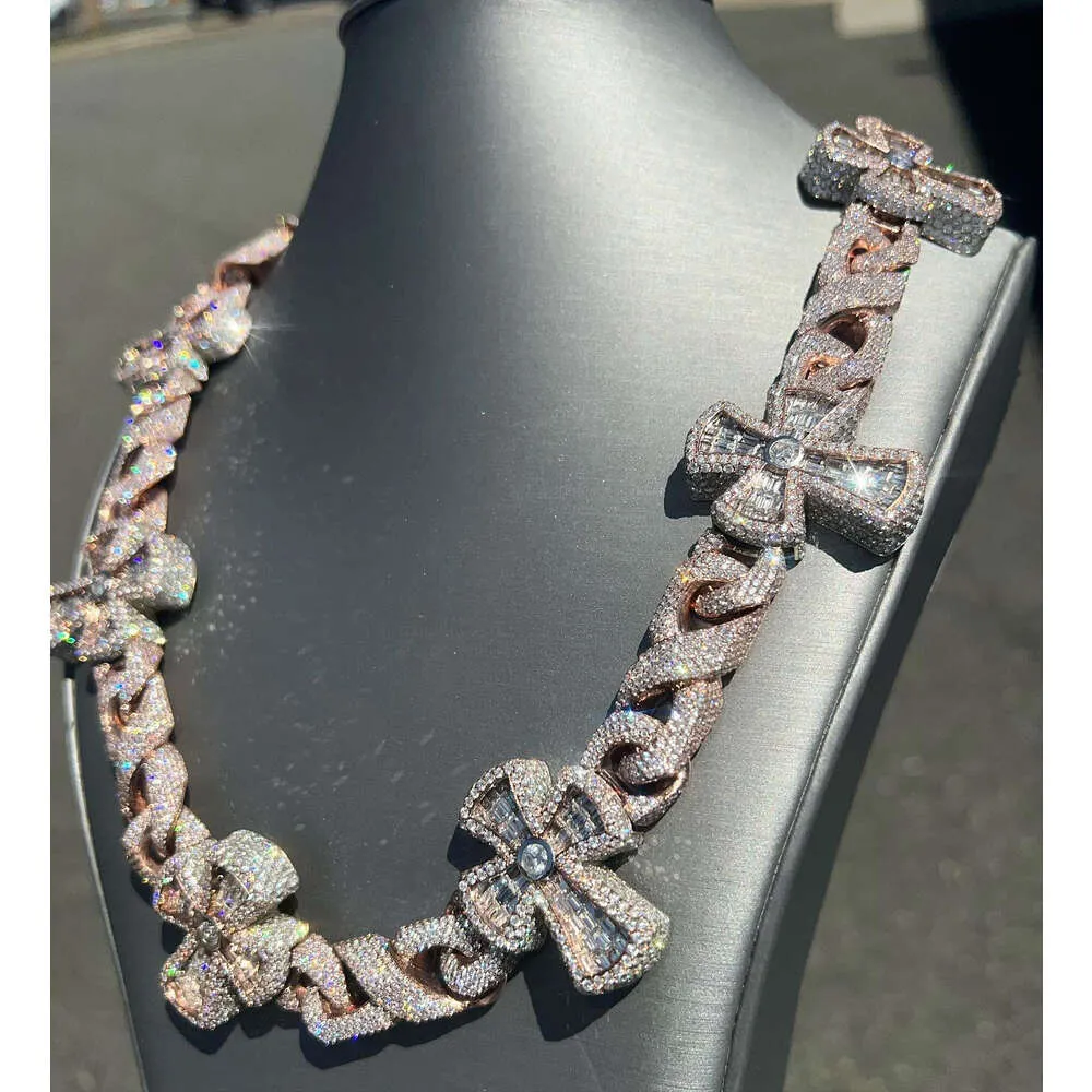 Rapper Cross Moissanite Chain Gold Plated Baguette Iced Out S925 Sterling Silver Jewelry From Dhqzb188 95.85 DHgate.Com