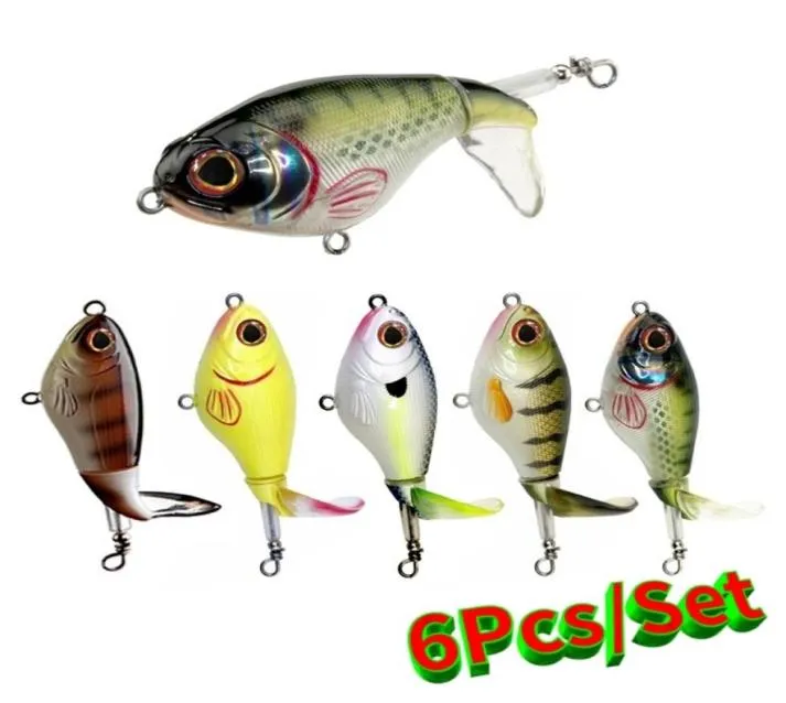 6Pcslot 75mm 17g crayon leurre ensemble Topwater spinner leurres de pêche bar whopper plopper grenouille à la traîne pesca whopper plopper 2201072608303