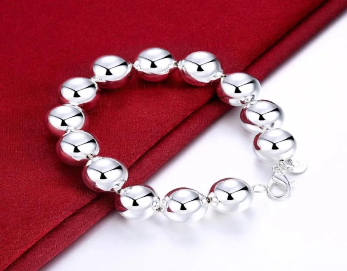 Link for Women Silver 925 Oryginalna biżuteria 14 mm koraliki Ball Bransoletki Banles Pulseira Femme Bijoux prezentslink Chain1677449