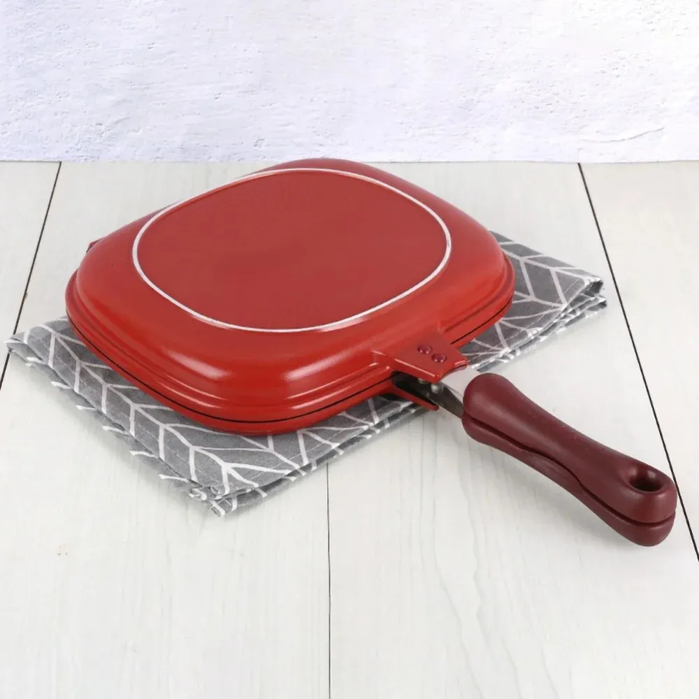 Pannor 28cm PAN DUBLESIDED BBQ FREING COOKWARE ROINELTST STÅL BEAK Kök Tillbehör Matlagningsverktyg Nonstick 231213