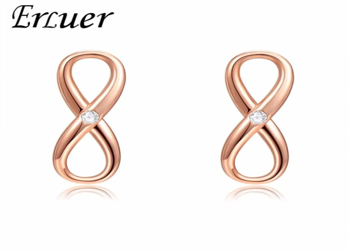 ERLUER Ohrstecker für Damen, modisch, Hochzeit, Kristall, Unendlichkeitsschmuck, Mädchen, Roségold, Zirkon, Verlobungsohrring, Jewelry1252579