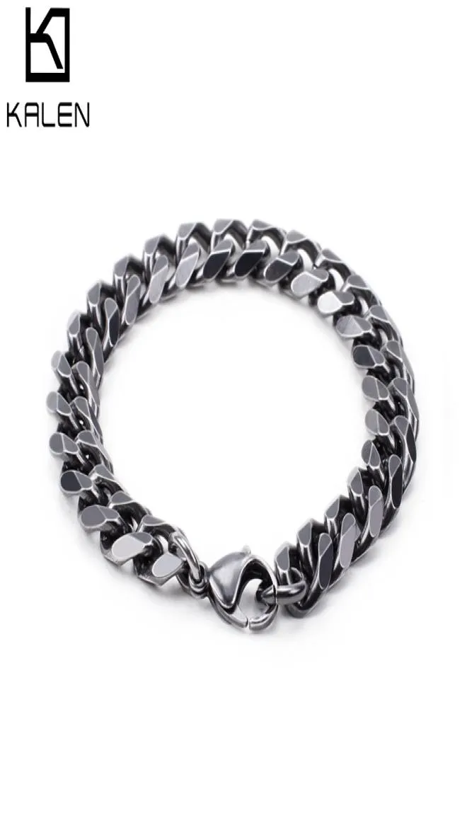 Retro 316 Stainless Steel Brushed Link Chain Bracelets For Men Biker Matte Hand Chain Wrist Wrap Bracelets Cheap Jewelry1343682