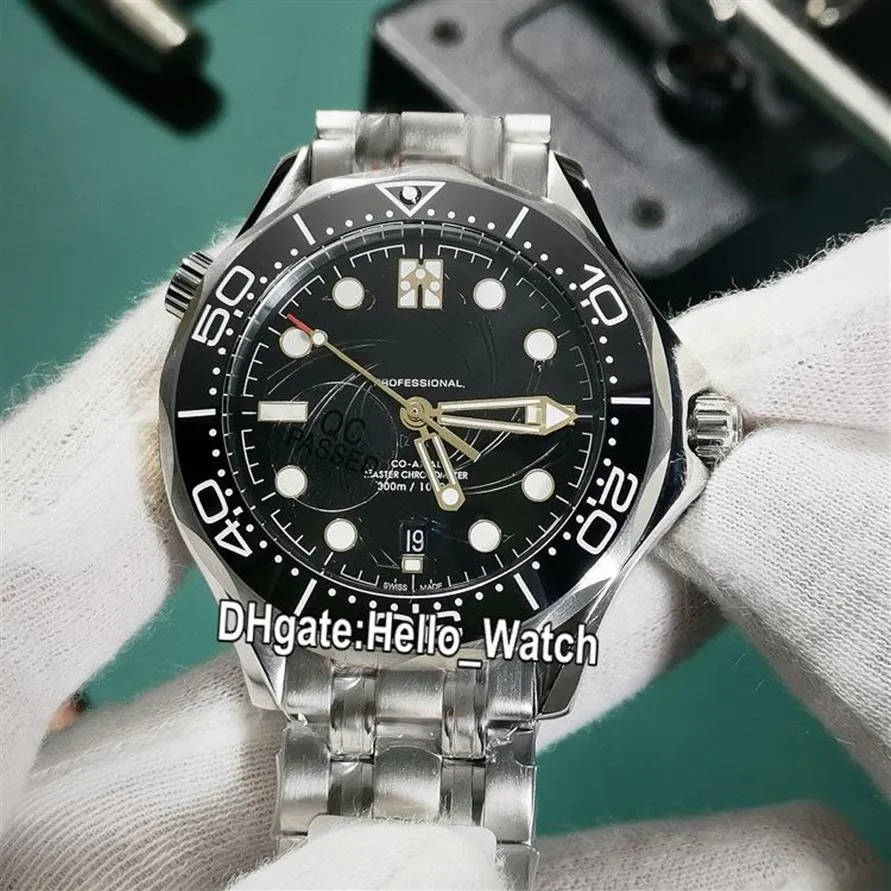 GDF New Diver 300M 007 James Bond 50th Black Texture Dial Miyota 8215 Automatic Mens Watch 210 22 42 20 01 004 Black Bezel SS Band169A