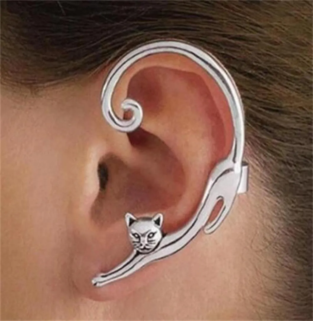 Orecchini a clip con gatto carino Orecchini con polsino dell'orecchio per le donne Orecchini Ear Wrap Earcuff boucle d039oreille Clip GC13447376358