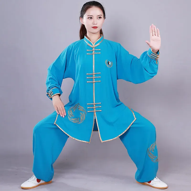 Ethnic Clothing Martial Art Uniform Kung Fu Suits Long Sleeve Tai Chi Chinese Traditional Taiji Outdoor Walking Morning Sprots V3060 231212