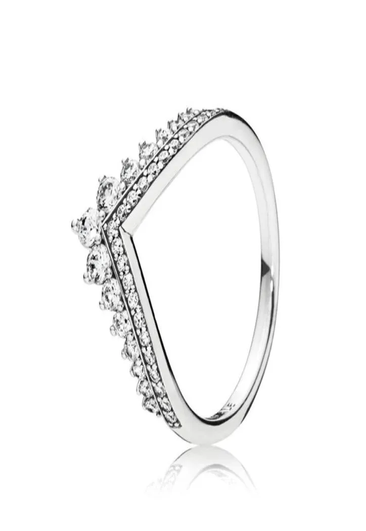 Prinzessin Krone Ring 925 Sterling Silber CZ Diamant High-End Original Box Set für Luxus Designer Lady V-Ring Valentinstag Geschenk4697380