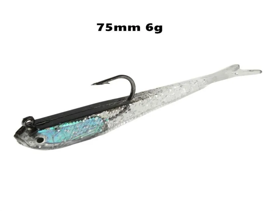 75 mm 6g Bionic Fish Hook Soft Baits Lures Jigs Single Hooks Gray Siliconen Visserijuitrusting 10 stuks Lot WSB75721444