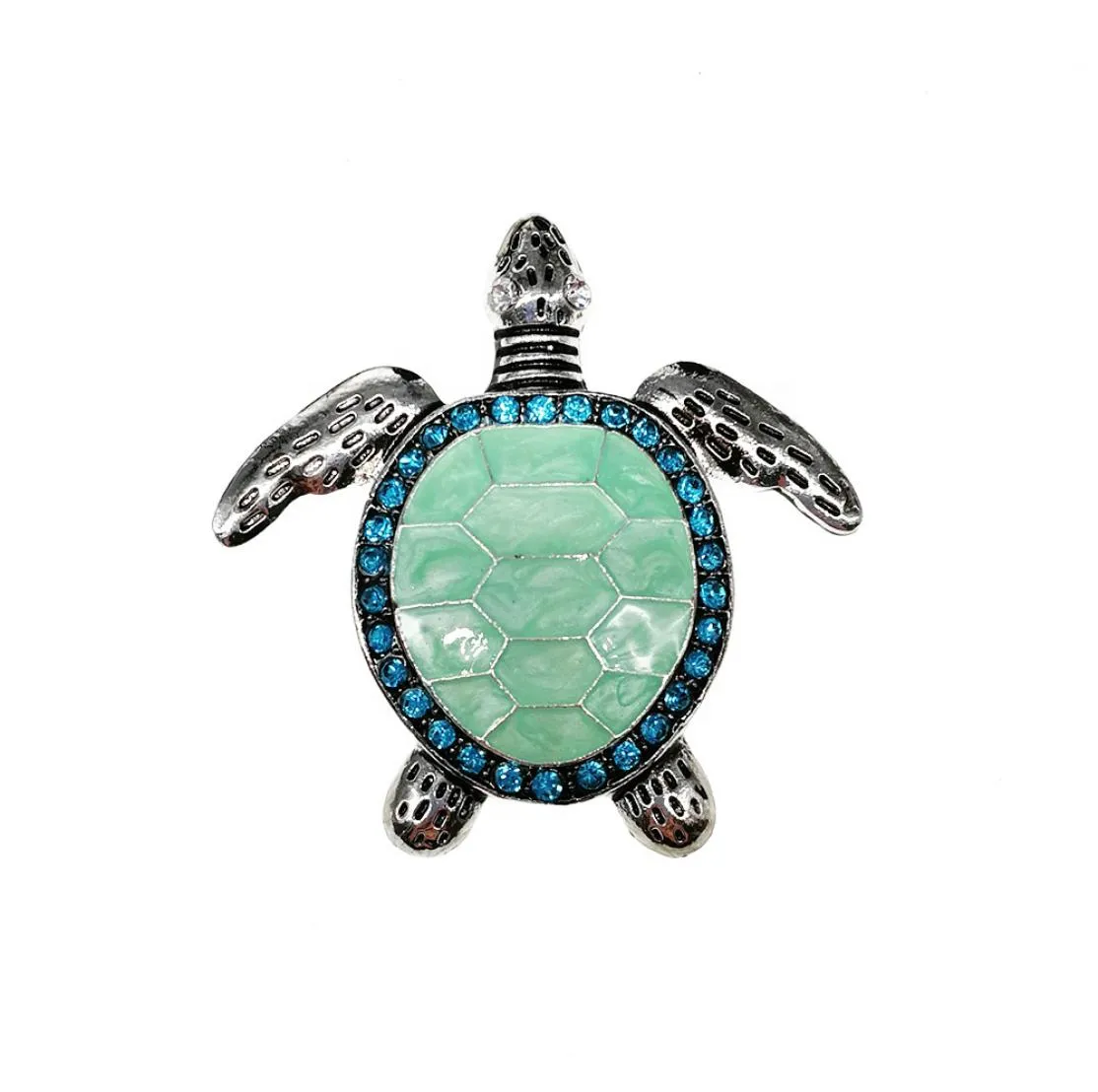 10PCSLot Green Rhinestones Tortoise Pendant Charm For Necklace Cute Enamel Animal Ocean Sea Turtle Charms For DIY Jewelry Making2408389