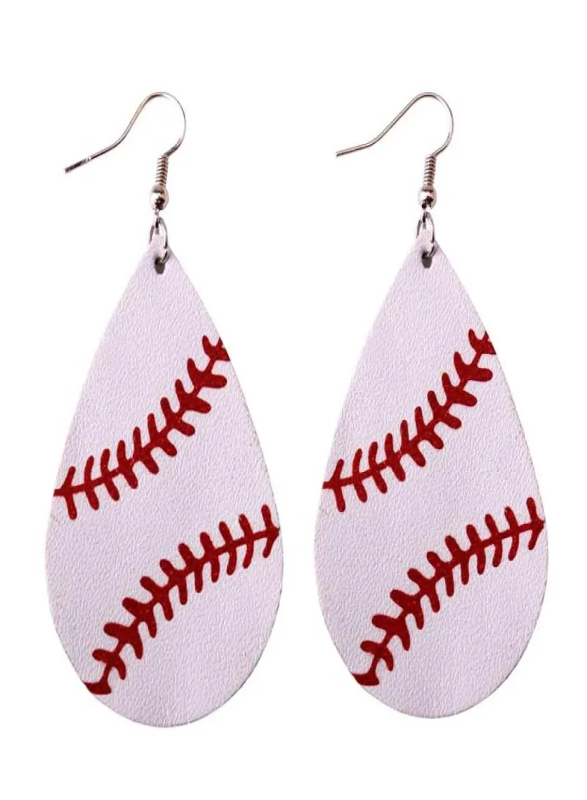 Personalized Baseball Leather Earrings Women Sports Neon Green Softball Teardrop Earrings Fashion Jewelry5313187