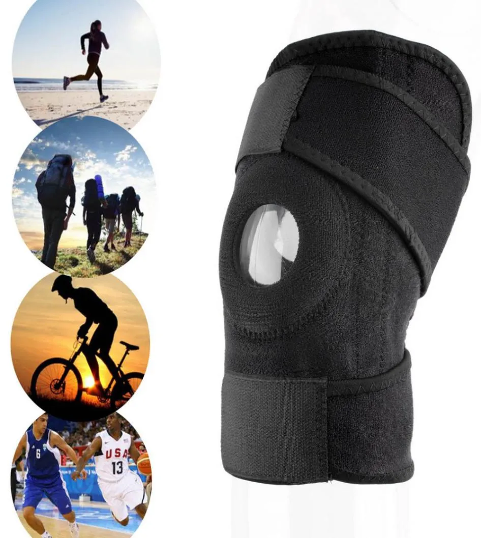 Wholesaleundefined Men Women 1pc Adjustable Sports Training Elastic Knee Support Brace Patella Knee Pads Hole Kneepad Safety Guard Strap Protector9684883