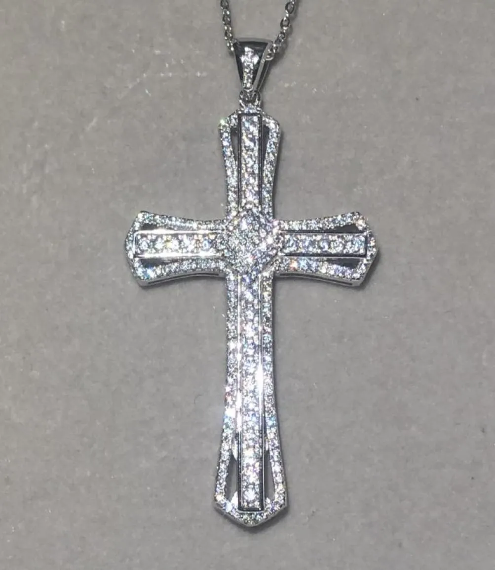Mode Grote 925 Sterling Zilveren Prachtige Bijbel Jezus Hanger Ketting voor Vrouwen Kruisbeeld Charme Pave Gesimuleerde Diamanten Sieraden7243760