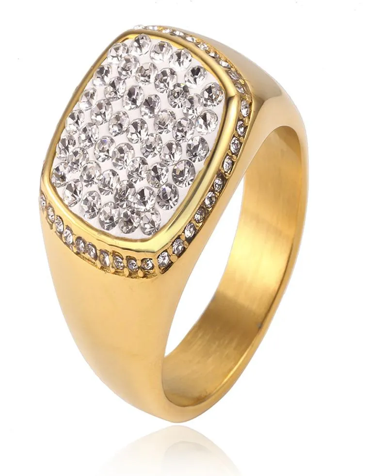 Hip Hop US 8 till 13 Size Ring All Iced Out High Quality Micro Pave CZ Rings Women Men Gold Ring for Love Gift4741006