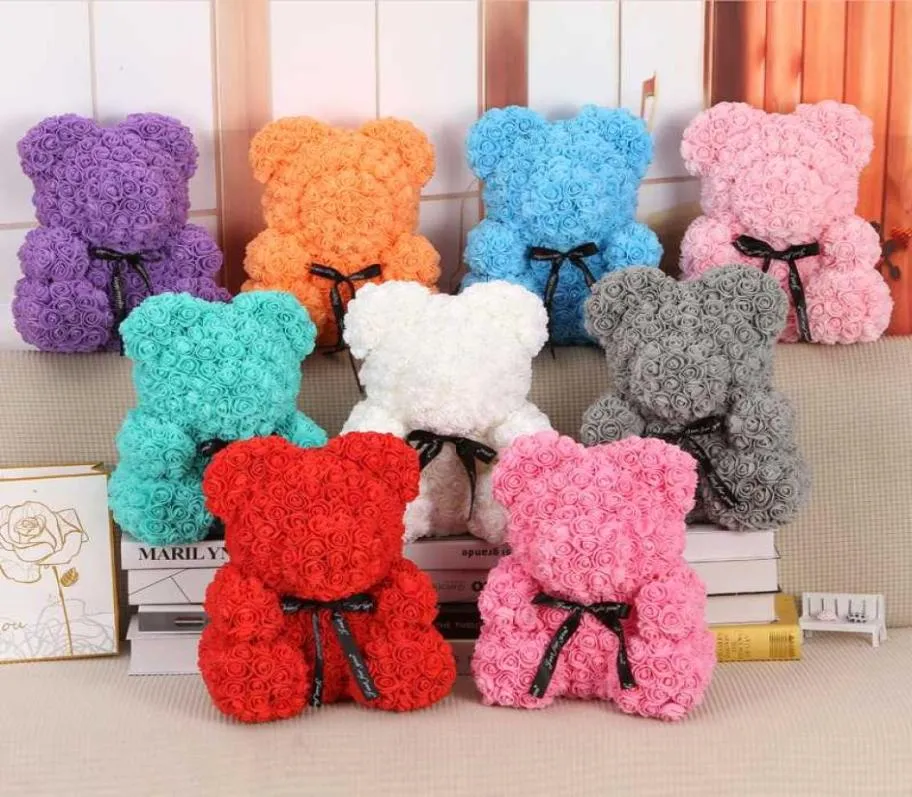 40cm Cheap Artificial Flowers Rose Bear Plastic Foam Rose Teddy