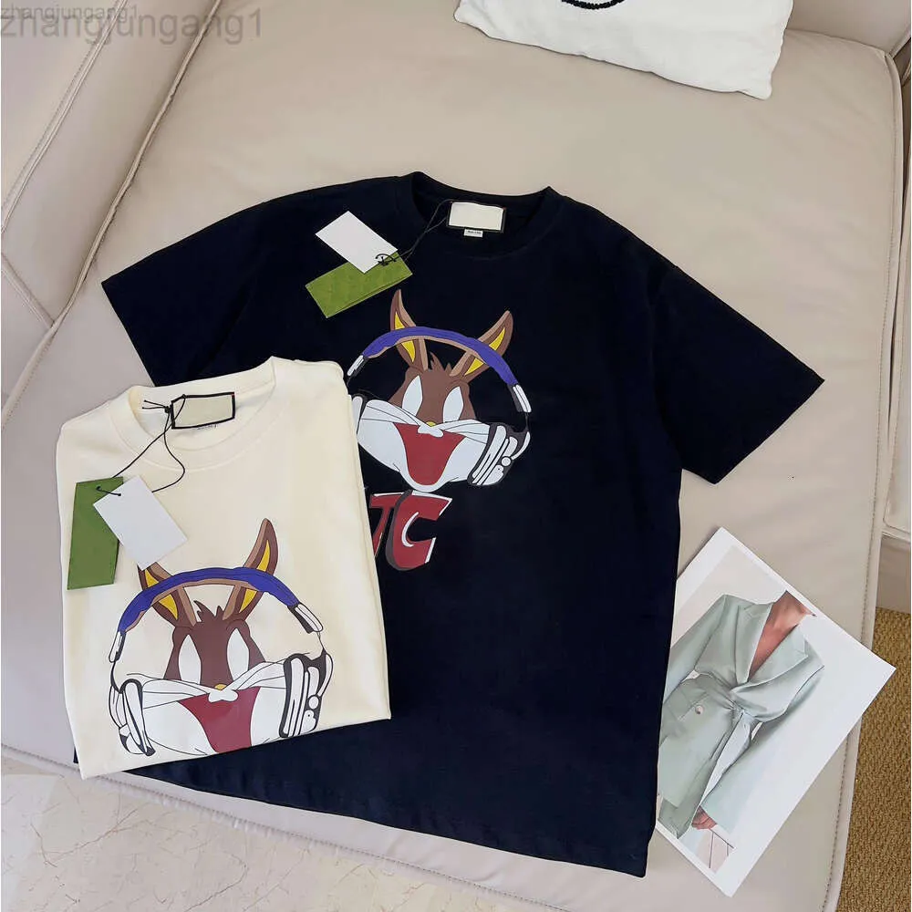 Designer Cucci T-shirt Guicc Haute Édition GU Famille Lapin Année Exclusive Nouvel Écouteur Lapin Lettre Imprimer 260g Coton T-shirt À Manches Courtes