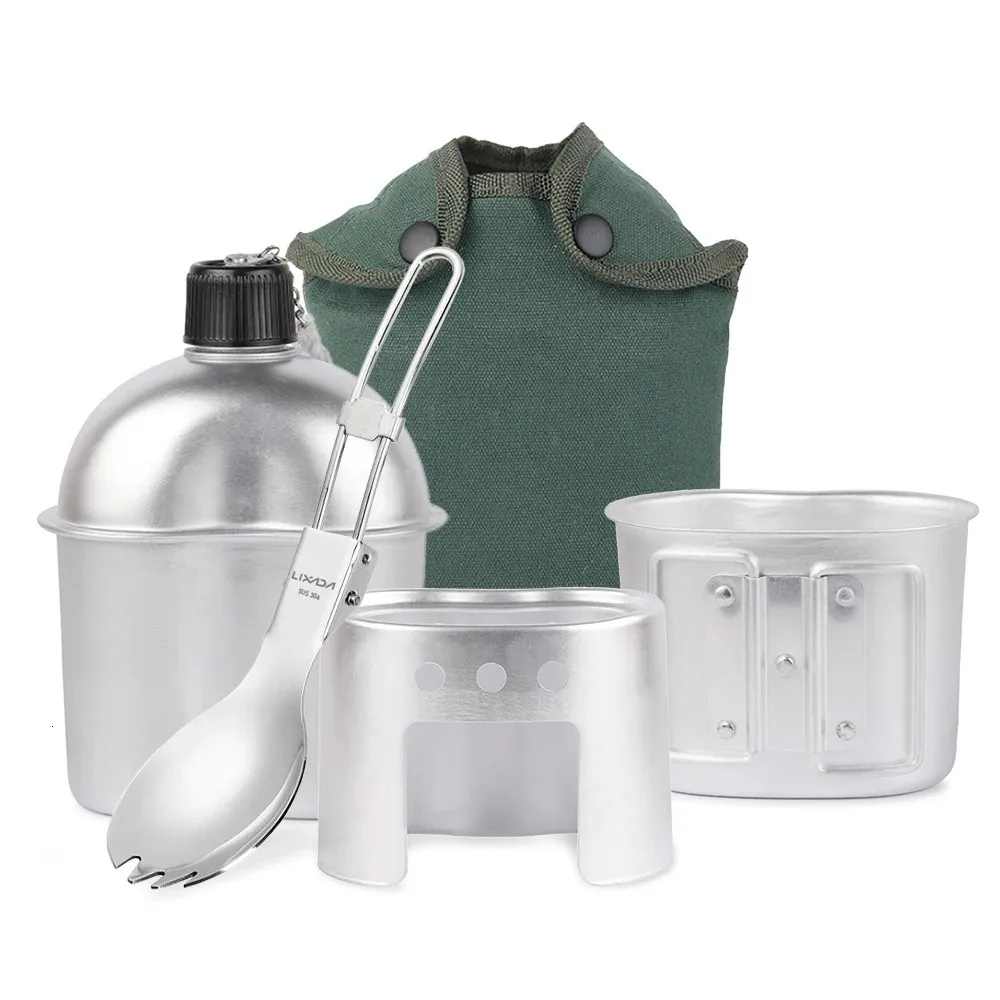 Camp Kitchen Aluminum Military Canteen Set Cookware, Cover Bag, Stove ...