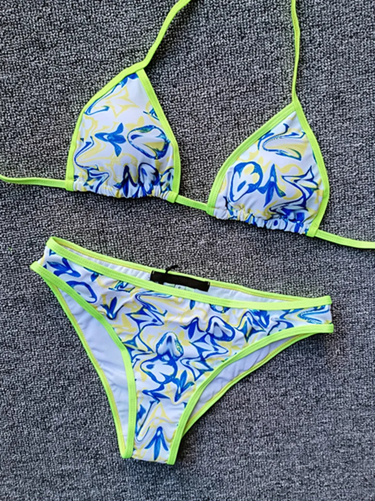 Vintage Thong Micro Bikini Set: Swim in Style with Printed Bathing Suit