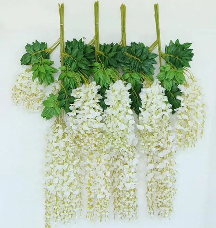 Glycine artificielle en soie, 1 ensemble de 12 pièces, 110 Cm, fausse fleur suspendue de jardin, plante de vigne, décoration de maison, fête de mariage, événement, 1419251