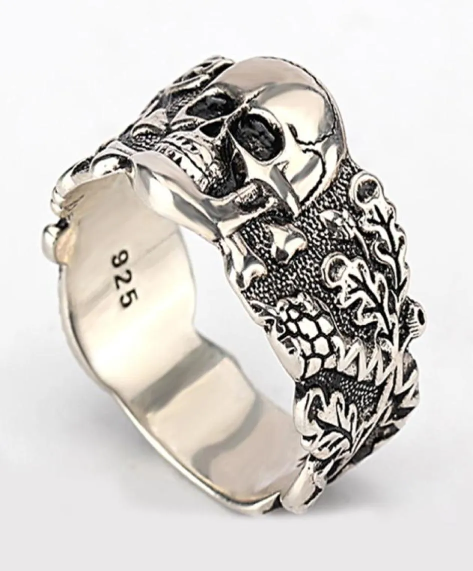 Bague crâne pour hommes 925 argent Sterling squelette marche mal démon Vintage Punk Rock Cool bague crâne pour hommes bijoux de mode9815302