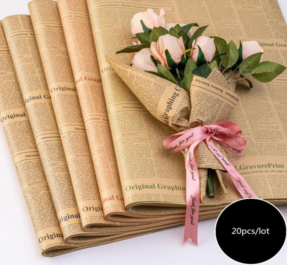 Tidning Florist Wrap Flower Bouquet Gift Packaging Wrapping Paper för födelsedag Valentine Mother039S Day Christmas ThanksGivin9010491