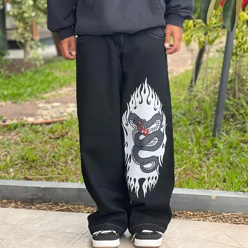 Y2K JNCO Jeans Baggy Wide Leg Pants Low Rise Loose Fit Cotton