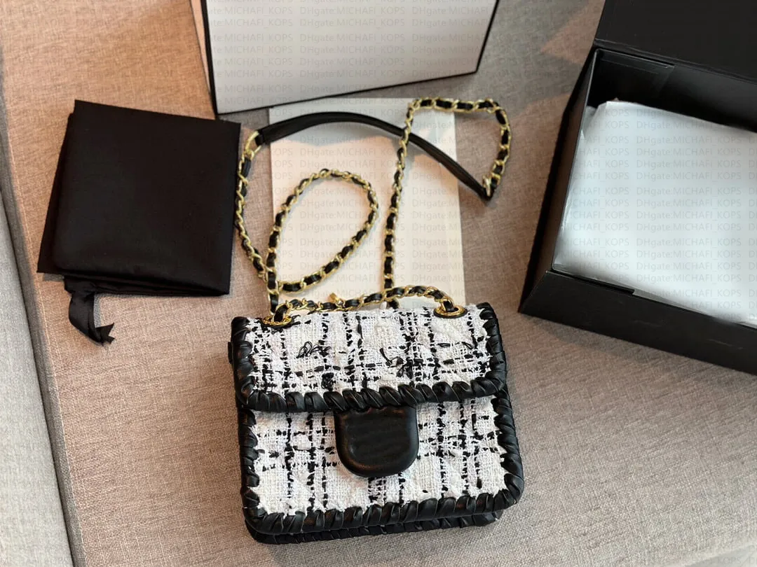 7A mirror quality woolen tofu bag for women crossbody bag metal C buckle flip chain bag designer luxury goods
