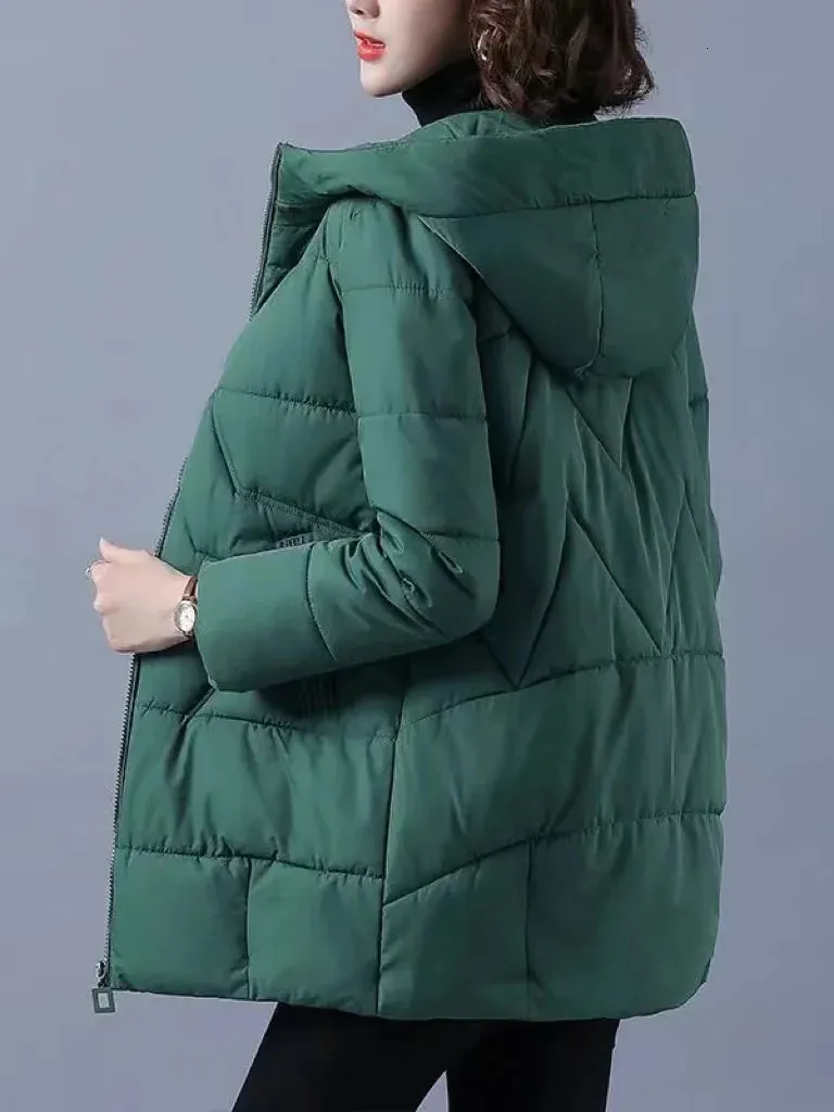 Mulheres para baixo parkas com capuz parkas outono inverno jaqueta feminina casual sólido engrossar casacos quentes moda feminina solto algodão acolchoado casaco oversized 231213