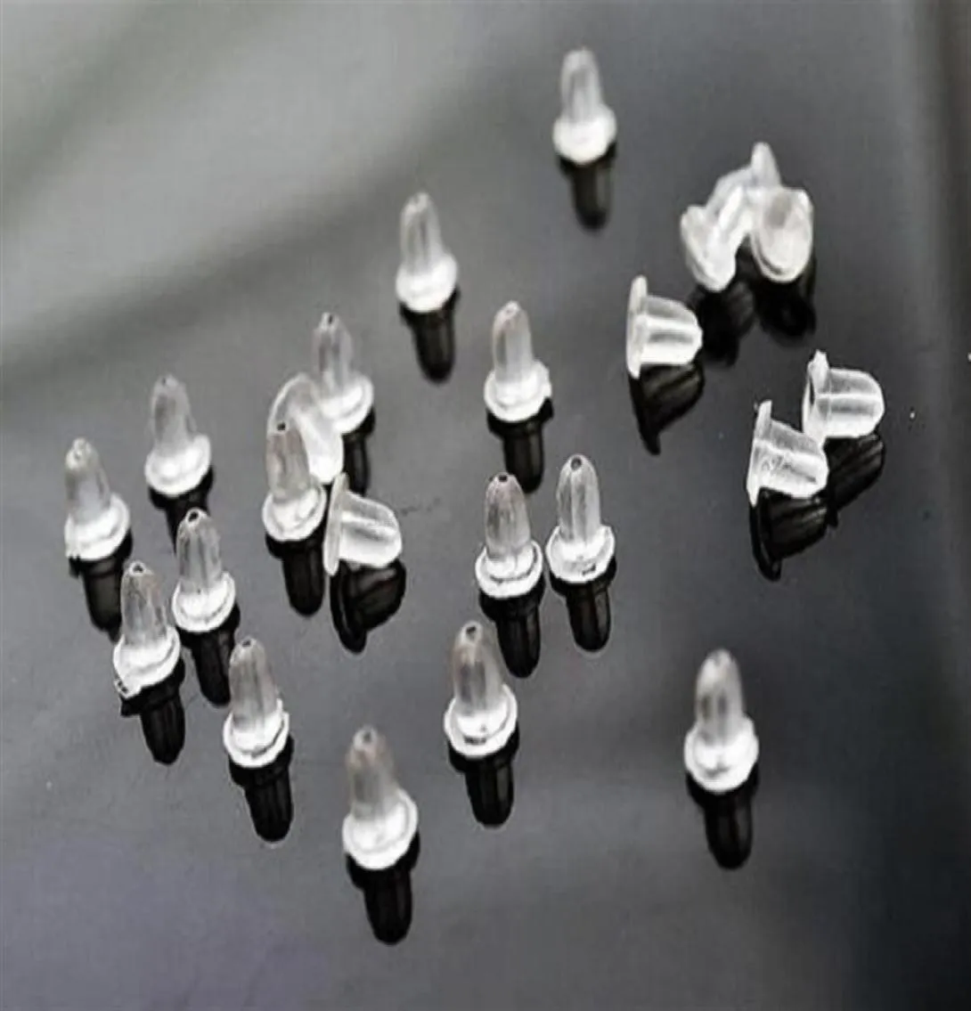 10000pcs sac ou ensemble 6mm boucles d'oreilles bouchons arrière bouchon d'oreille bloqué fabrication de bijoux accessoires de bricolage en plastique blanc clair244H1368642