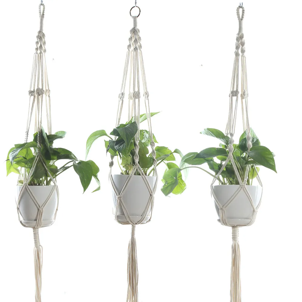 Cintres pour plantes Cordes en macramé Porte-pots Pot de fleurs d'intérieur Panier Corde de levage Tenture murale Planteur Panier suspendu Supports de plan FMT2093