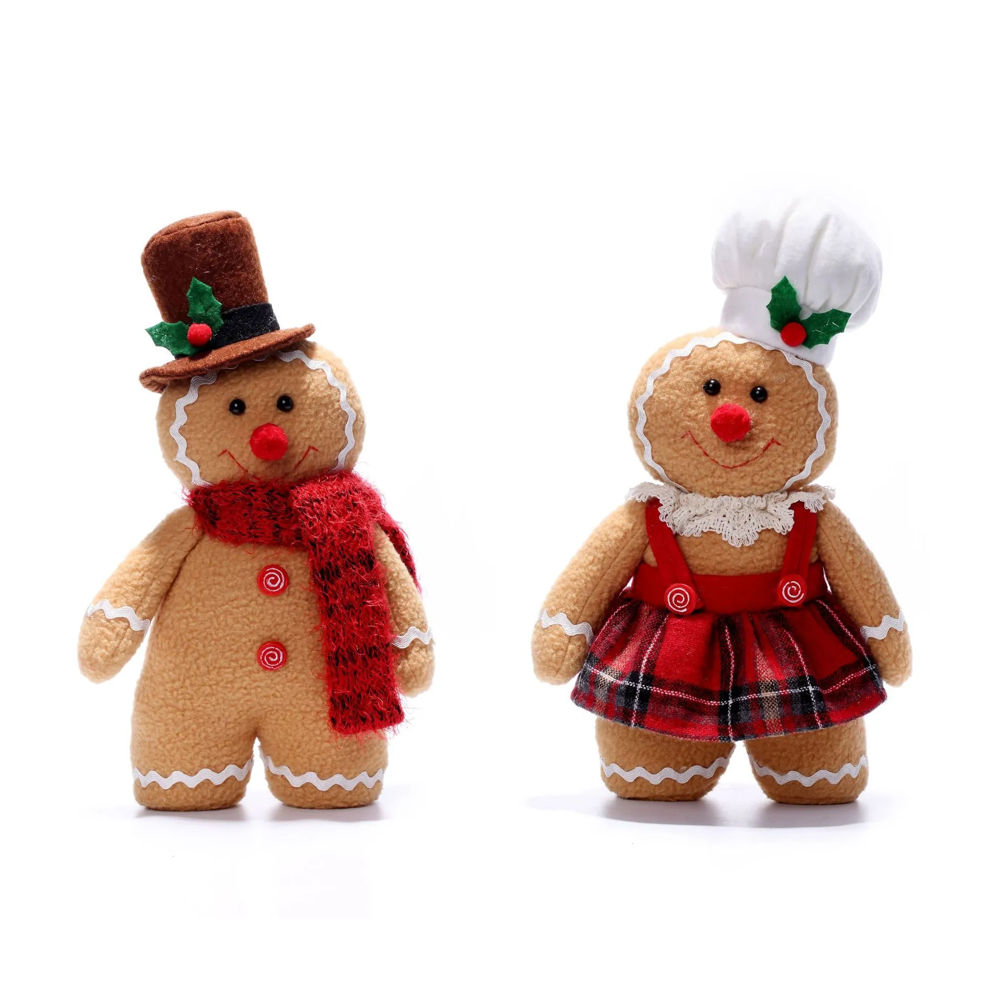 30CM Christmas Decoration Toys Cute Gingerbread Men Plushie Toy Chef Man Dress Decorate Wool Dwarf Doll Cartoon Soft Toy Home Decoration Kids Gift