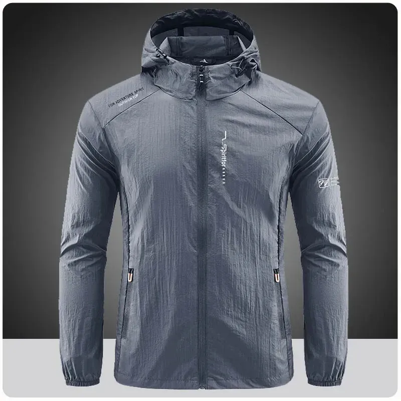 Vestes pour hommes été en plein air séchage rapide protection solaire veste mince hommes randonnée pêche cyclisme à capuche gymnase Sport coupe-vent manteaux ultra légers 231212