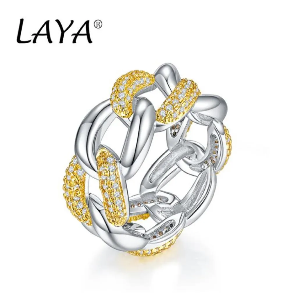 LAYA Clusterring voor dames Hiphop Fashionistas Ice Out Of Cuba Chain Shining Zirkoon 925 Sterling Zilver Party Engagement Boutiqu31167128