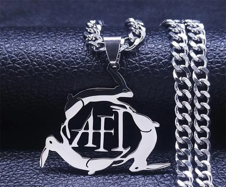 Naszyjniki wiszące 3 króliki AFI łańcuch stali nierdzewnej dla kobiet srebrny naszyjnik biżuteria łańcucha collier N4324S062858213