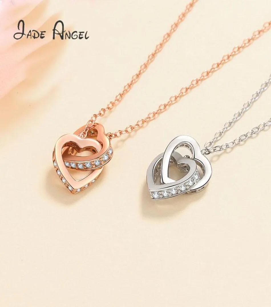 Chains JADE ANGEL Woman Moissanite Necklace Female S925 Sterling Silver Hearttoheart Rose Gold Platinum Clavicle Chain Gift5316565