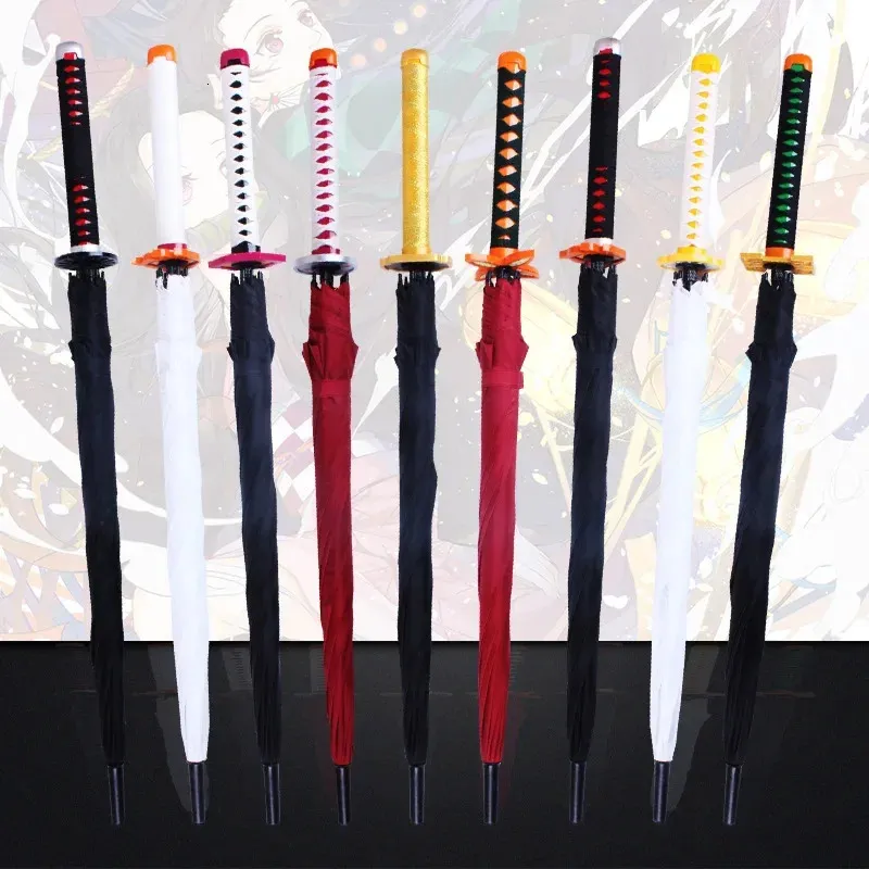 Parapluies 16 os s'ouvrant automatiquement à long manche coupe-vent samouraï épée parapluie japonais ninjalike soleil et pluie droit 231213