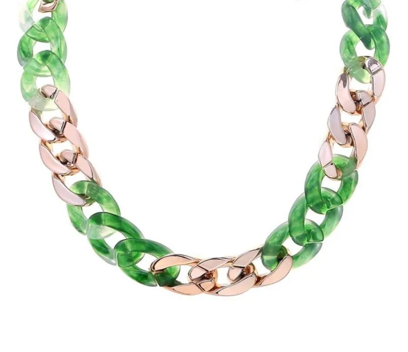 Kedjor Fishsheep Rose Gold Acrylic Long Chain Halsband Uttalande Plastkrage Choker Pendant för kvinnor Fashion Jewelry5910905